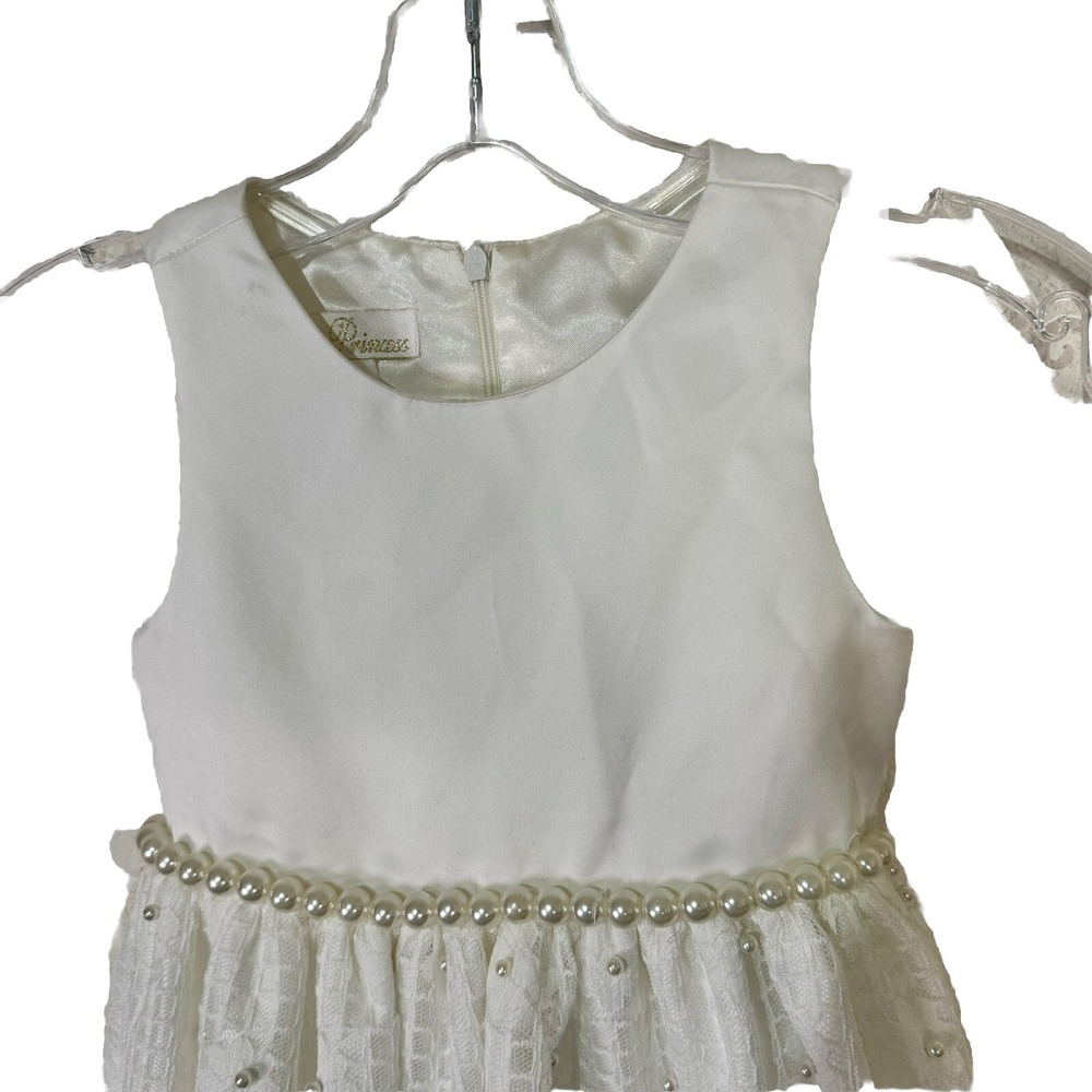 American‎ Princess Girls Dress Size 6 White Pearls Wedding Baptism Church - Picture 5 of 5